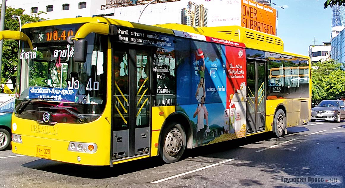 Низкопольные китайские автобусы Golden Dragon SLK6111UE6NA – частые гости на улицах Бангкока