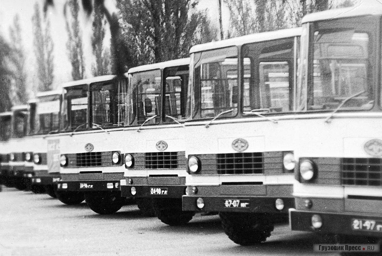 Автобусы «Прогресс» на стоянке в одном из школьных дворов в ГСВГ