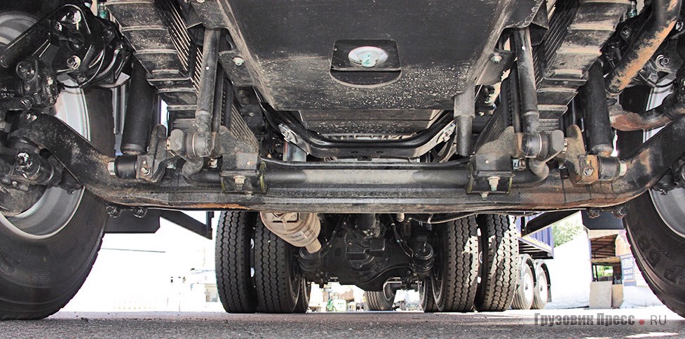 Стабилизатор поперечной устойчивости на «костях» – стойках с шаровыми шарнирами – чрезвычайно редкое решение в грузовом автомобилестроении!