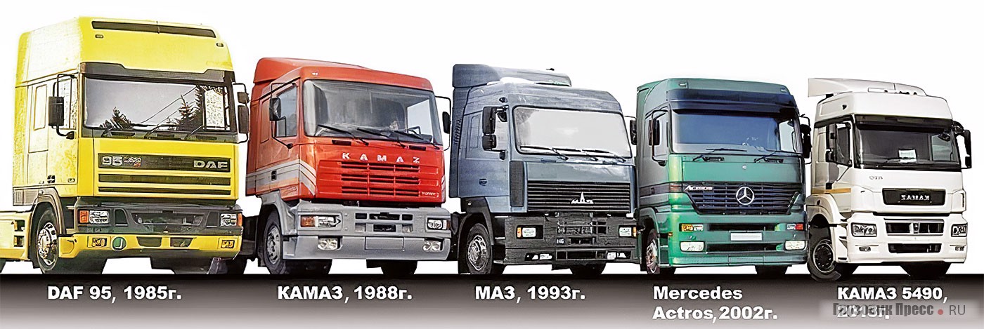 Различия между КамАЗ-54255М и DAF 95 особенно заметны на флагманской кабине и в сравнении с другими автомобилями, появившимися позже