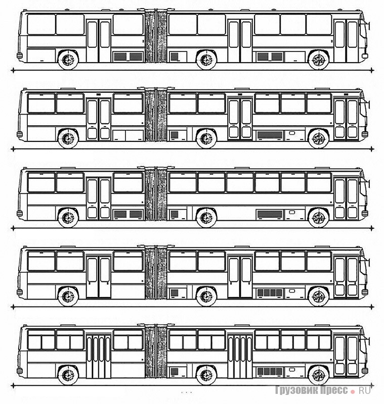 Схема автобусов Ikarus 286 для Северной Америки