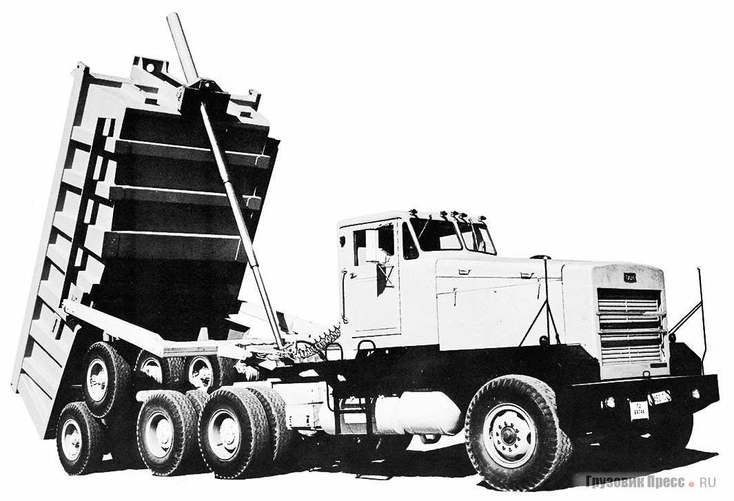 Четыре самосвальных автопоезда Ralph C12 C3 с 12-цилиндровыми двигателями Cummins VT-1710 мощностью 500 л.с. поступили в эксплуатацию на алмазные рудники Consolidated Diamond Mines of South West Africa, Ltd в Юго-Западную Африку (ныне Намибия) в 1970–1971 гг. Машины оснащались восьмиступенчатыми КП Clark, грузоподъёмность – 50 т (Cummins International News / Richard Stanier)