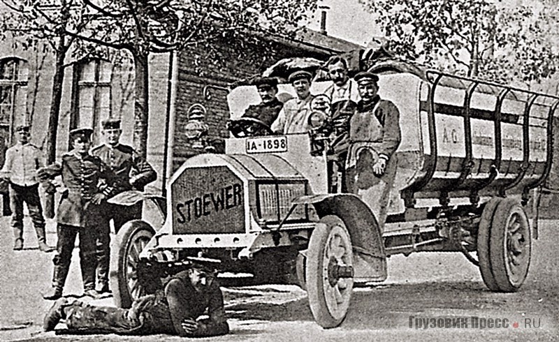 5-тонный грузовик Stoewer OS6 с 6-цилиндровым двигателем мощностью 45 л.с. конструкции Б. Луцкого. Берлин, 1909 г.