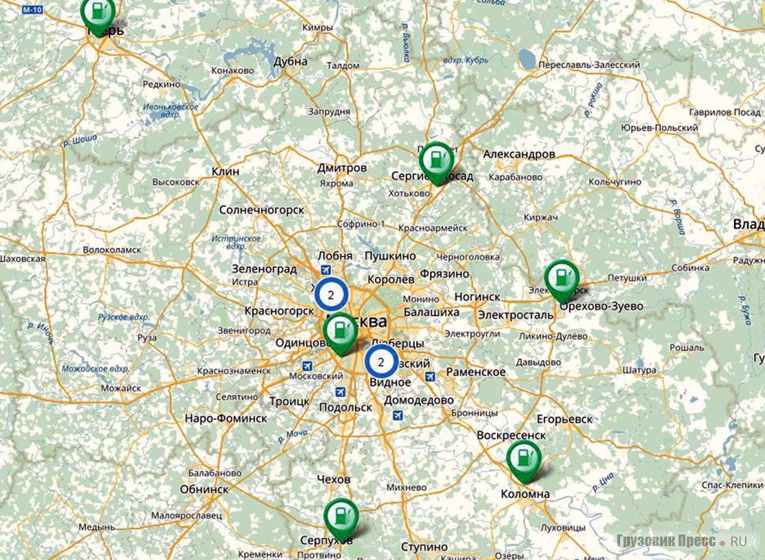 Карта метановых заправок в россии
