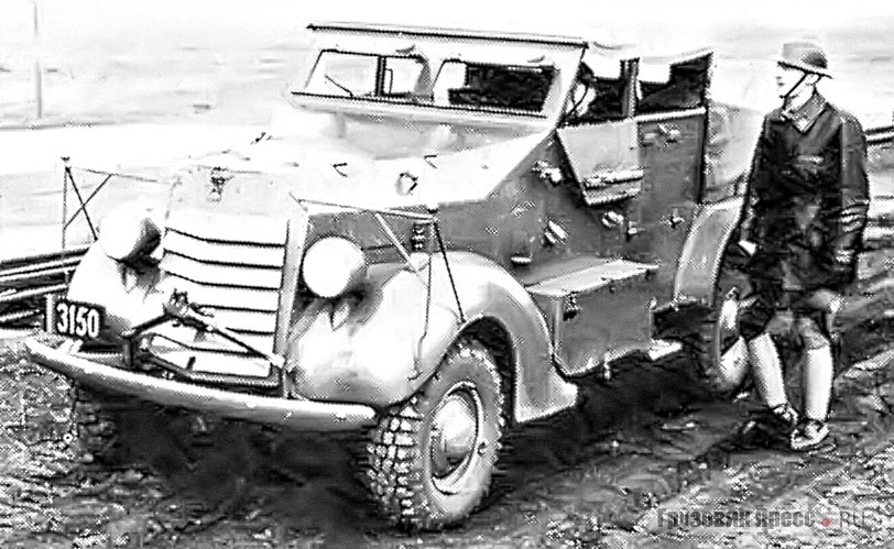 Бельгийский бронированный тягач на шасси Ford/ Marmon-Herrington 91Y, предназначенный для буксировки 47-мм противотанковых пушек, 1938–1939 гг.