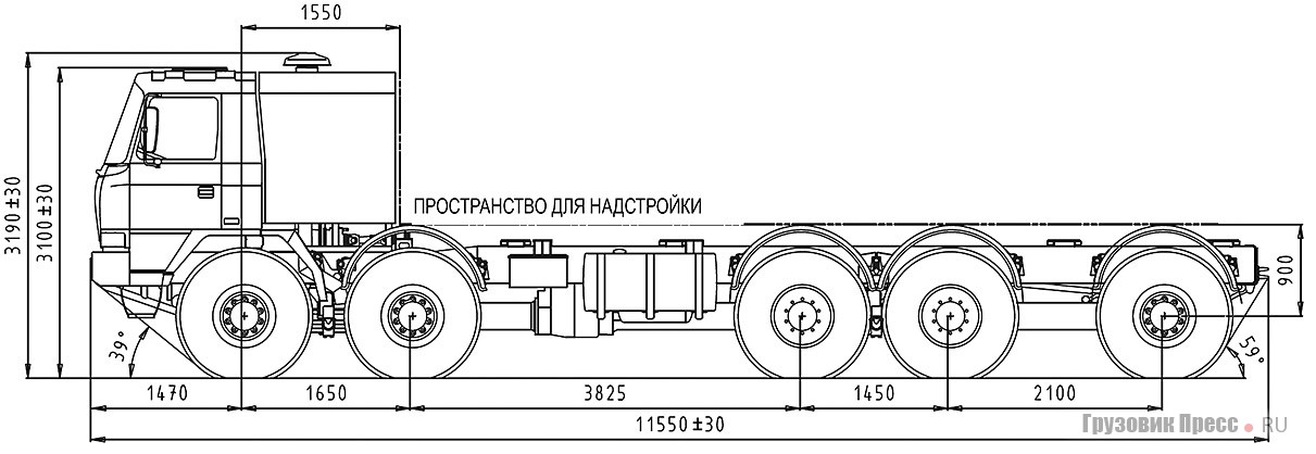 Габаритная схема Tatra 815-6ZVR8T 43 400 10х10.1R