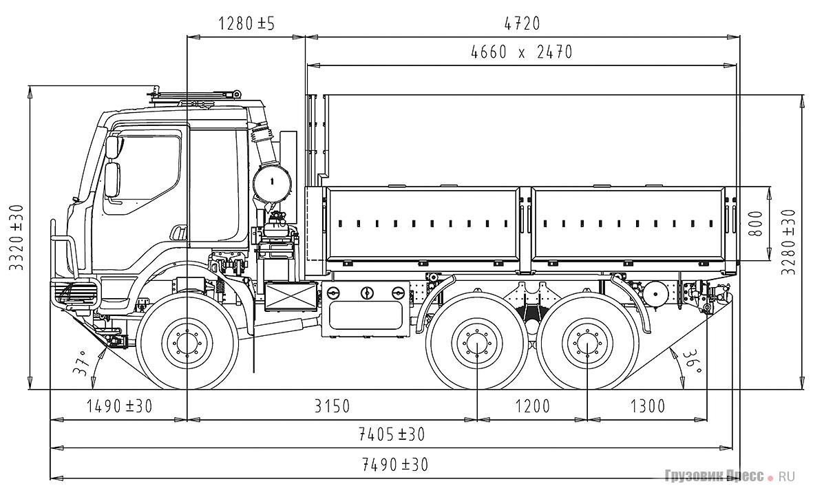 Габаритная схема Tatra 810-1R0R26 13 177 6x6.1R