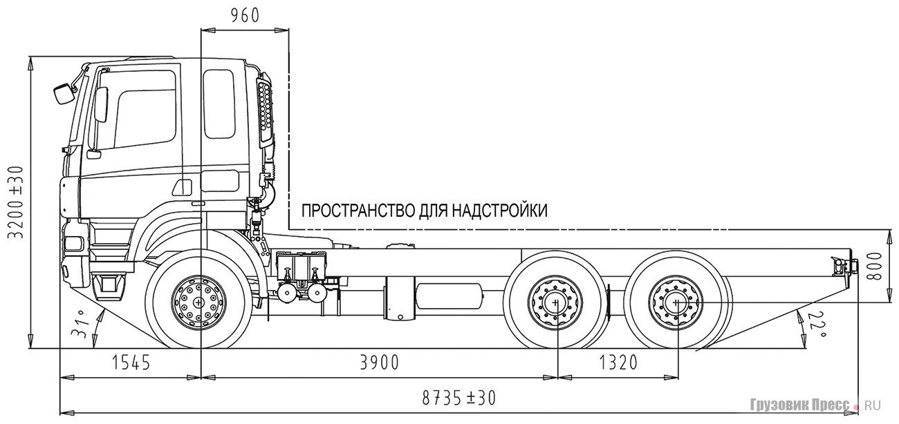 Габаритная схема Tatra 158-8P3R33.391 6х6.2
