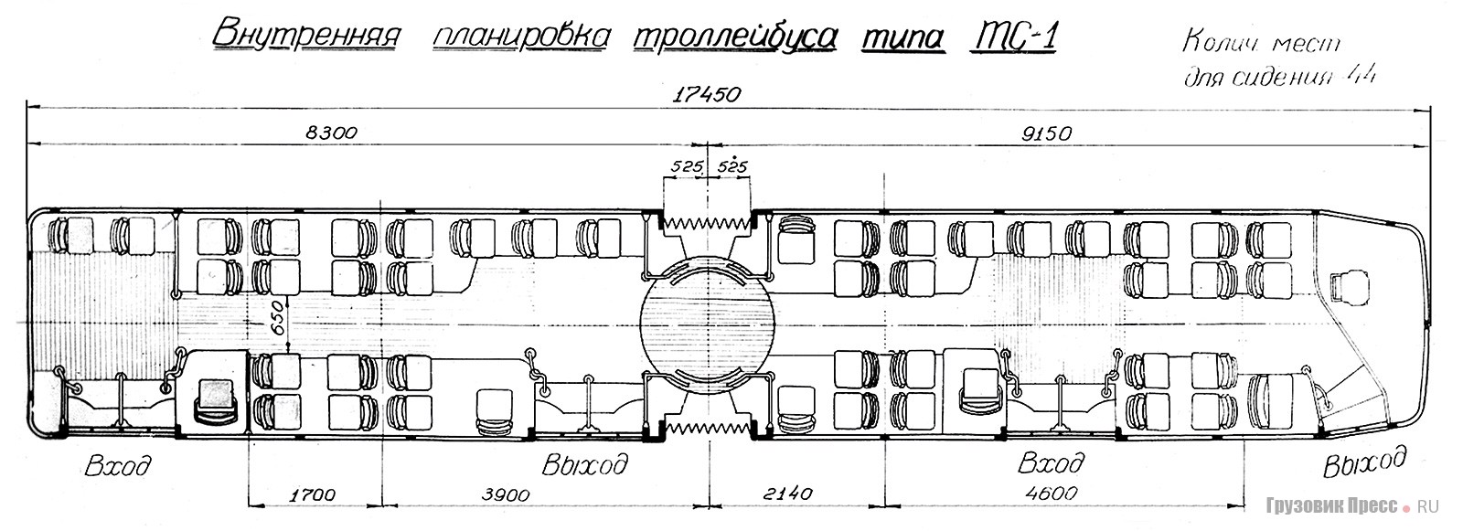 Схема сочлененного автобуса