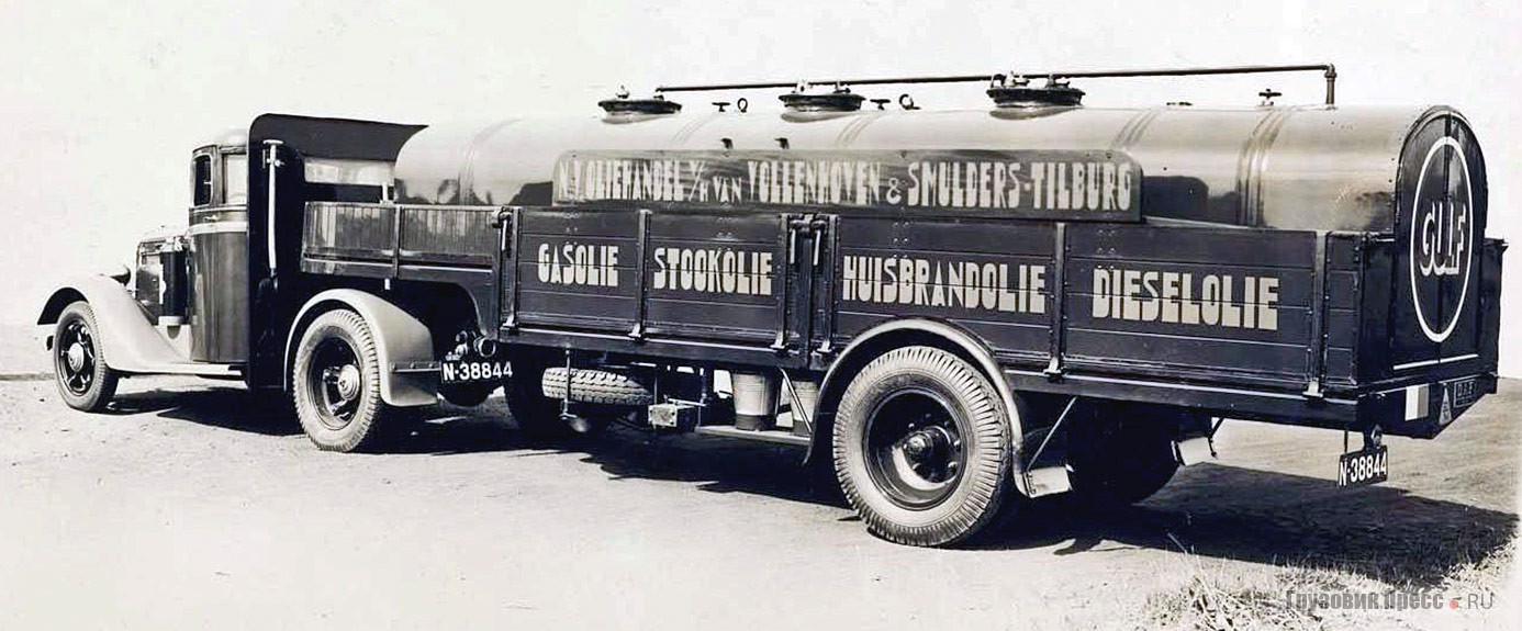 Полуприцеп-цистерна DAF с американским тягачом Diamond T. 1937 г.