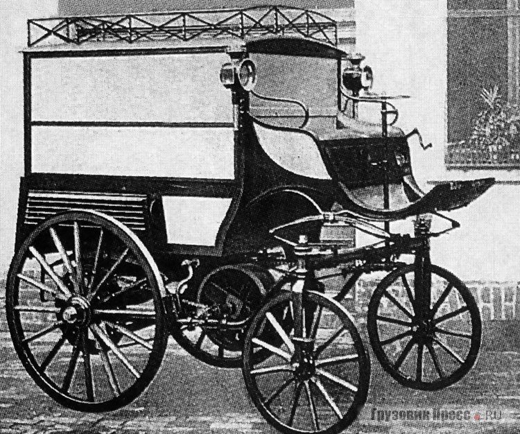 Унаследованной от гужевых экипажей компоновкой с высокой посадкой шофёра на козлах отличались восьмиместный автобус Lutzmann Pfeil 4 (6 л.с.) и развозной фургон Lutzmann Pfeil 6 (5 л.с.). 1896 г.