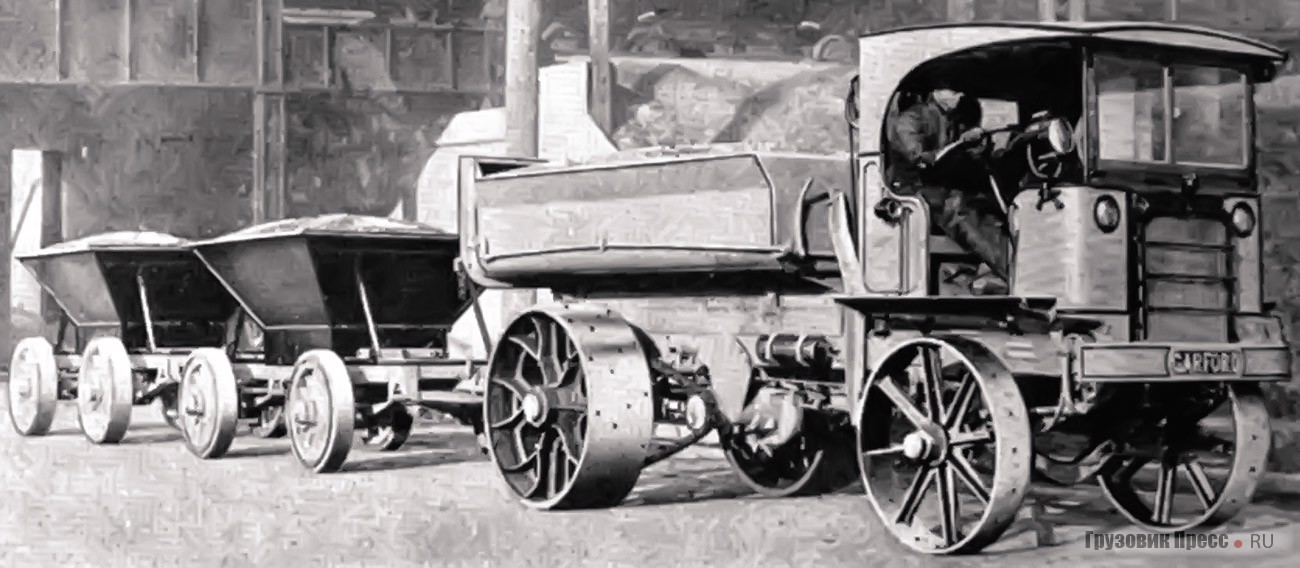 Шеститонный самосвал-тягач Garford Road Builder 79, 1917 г. Грузоподъёмность автопоезда с двумя прицепами – 16 т