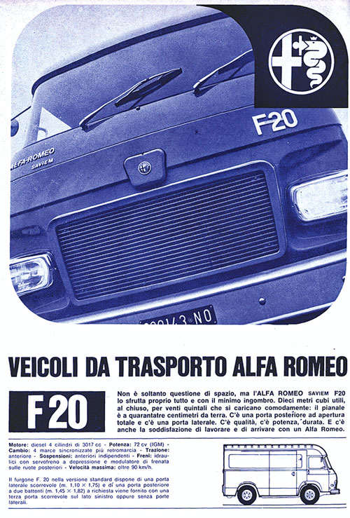 Та же модель выпускалась с 1968 г. в Италии под маркой Alfa Romeo Saviem F20