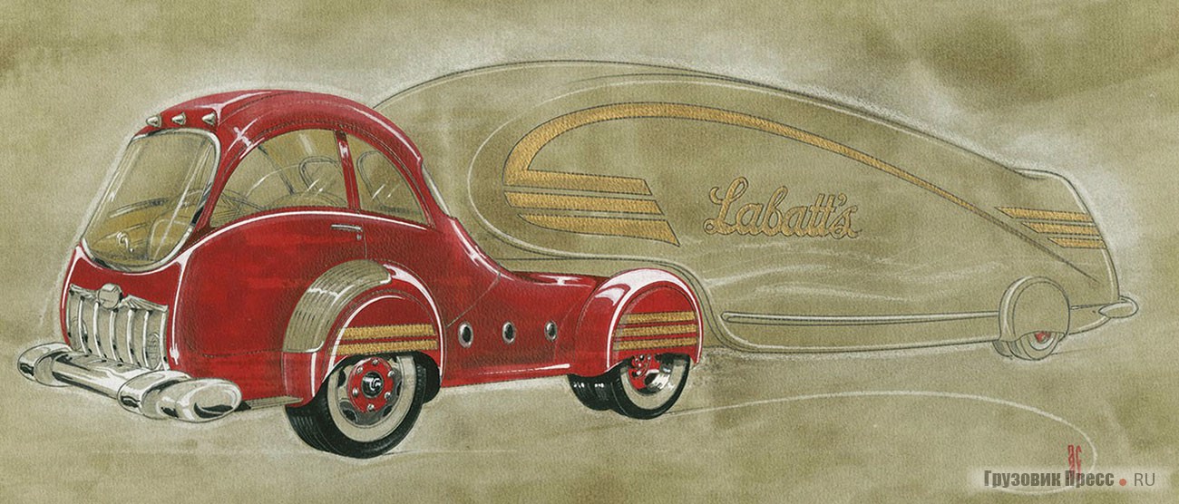 Эскиз футуристического автопоезда для пивоваренной компании John Labatt, Ltd