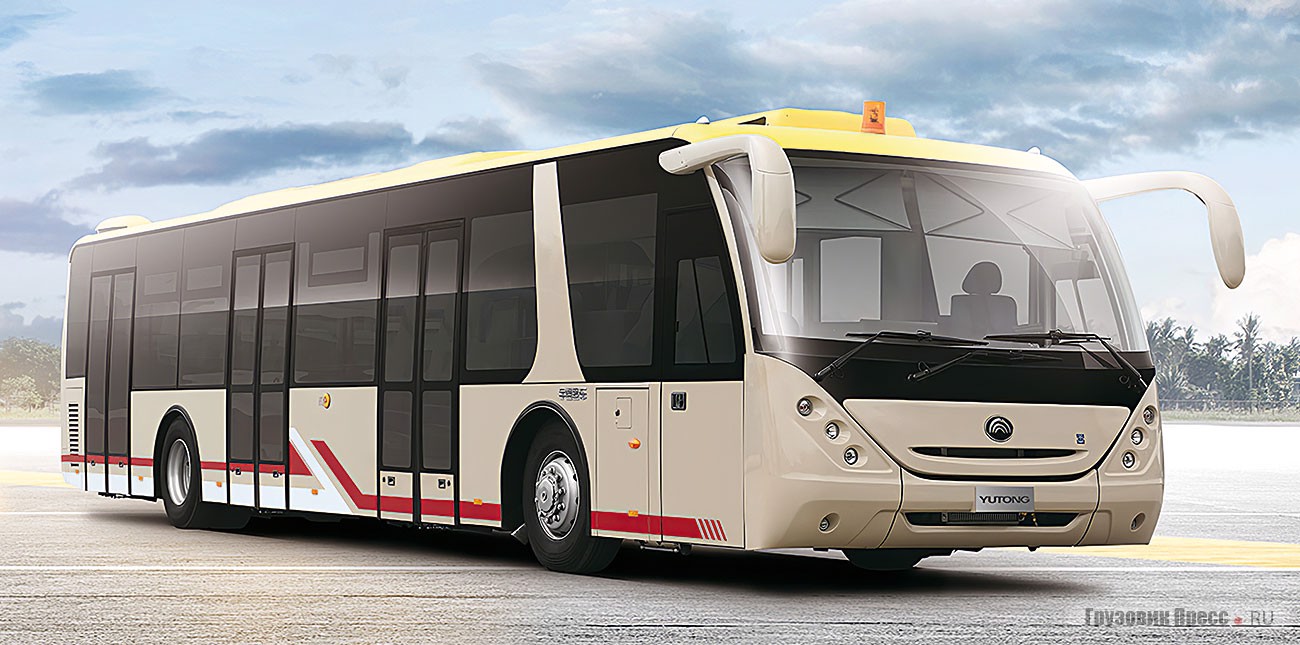 Перронный автобус Yutong ZK6140BD рассчитан на перевозку 110 авиапутешественников