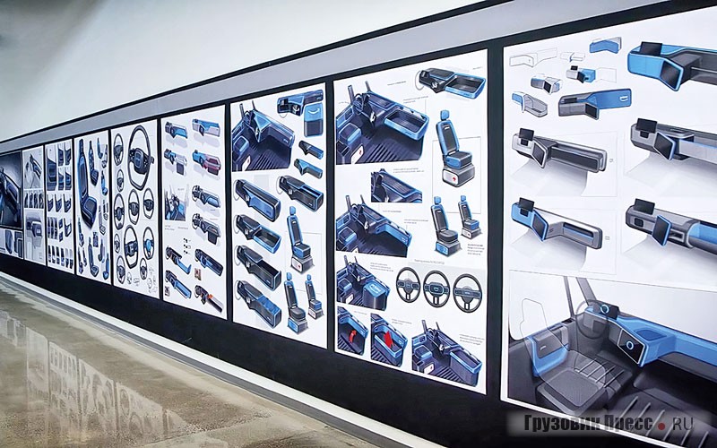 Варианты комплектации новых фургонов на промышленных плакатах дизайн-студии компании Rivian