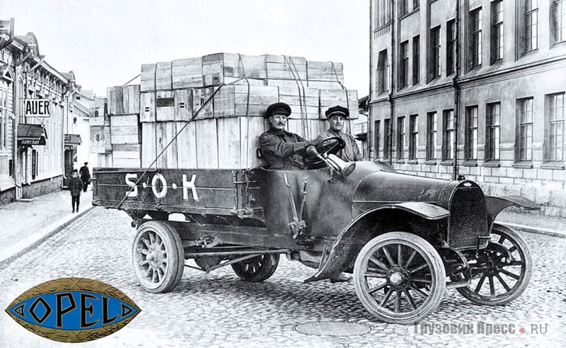Бортовая платформа Opel 14/25 PS грузоподъёмностью 1 т в Гельсингфорсе (ныне Хельсинки). 1912 г.