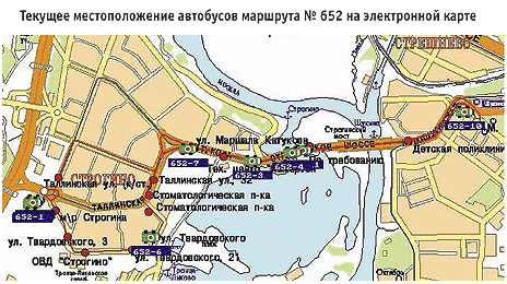 Карта местоположения автобусов