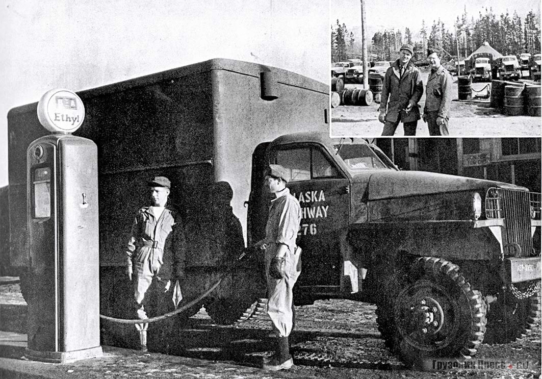 Studebaker US6 (U9) с изотермическими фургонами применялись армией США на Аляскинском шоссе. Снимок 1943 г.