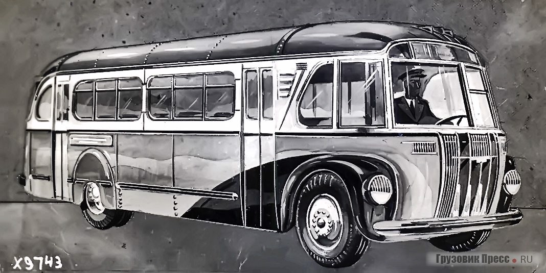 Эскиз автобуса ЗИС, предложенный Ю.А. Долматовским, 1939 г.