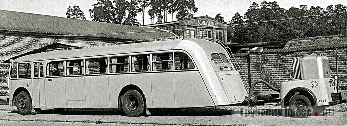 Газогенераторный автобус Scania-Vabis 8515, кузов и прицеп ASJ, 1941 г.